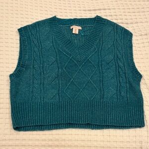 Sincerely Jules Teal Cable Knit Sleeveless Top